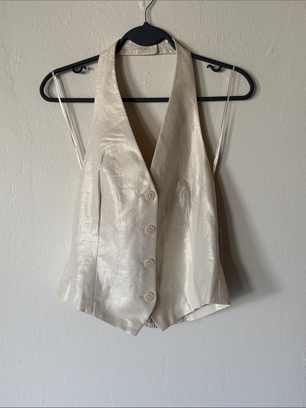 DKNY - Shimmery Ivory Halter Vest